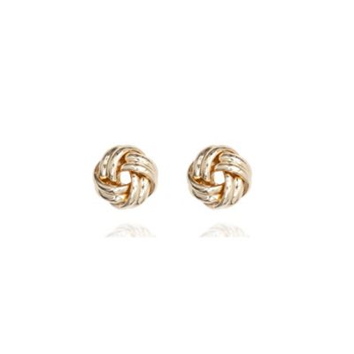 Gold tone knot stud earrings